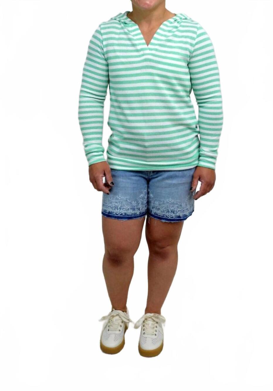 NEW MICHELLE MAE amelia striped hoodie in green